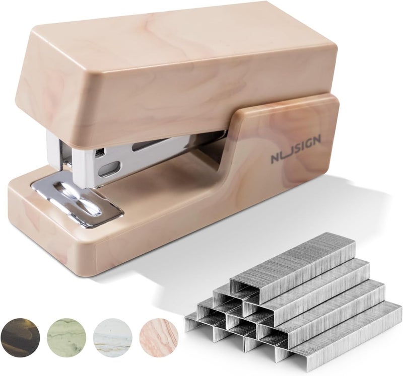 NUSIGN Mini Stapler with 830 Staples, Small Cute Desk Staplers, 25 Sheet Capacity, Fluid Brown - Image 1